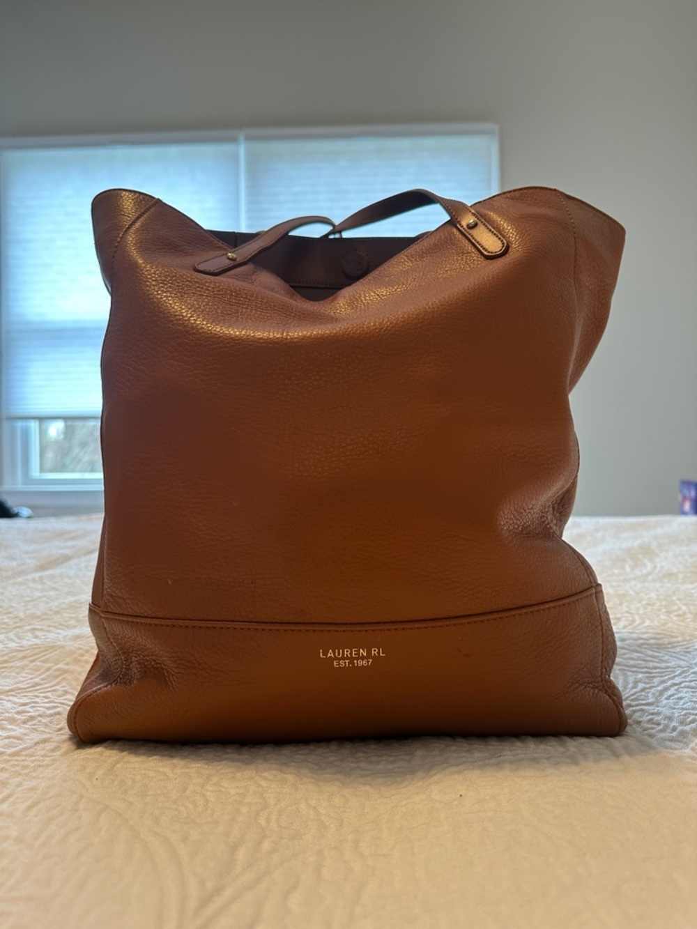 Lauren Ralph Lauren Brown Pebbled Leather Tote